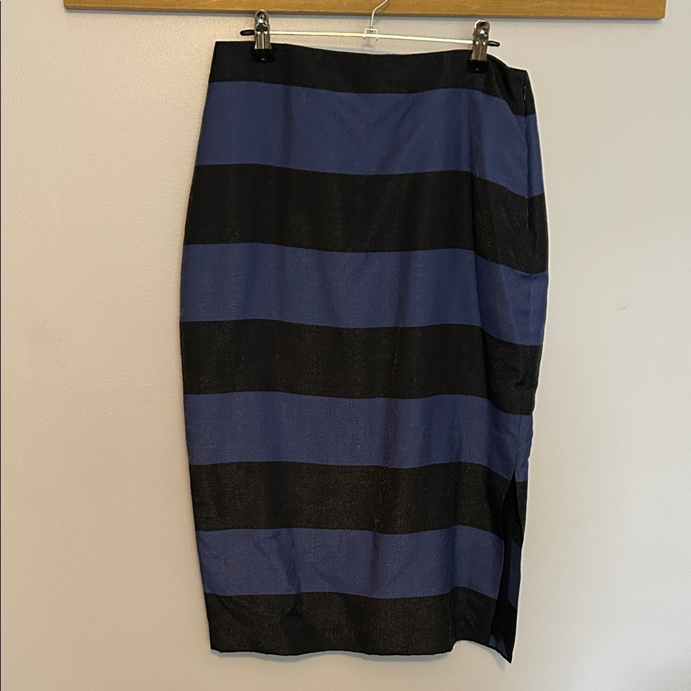 Banana Republic Navy and Black Striped Pencil Skirt